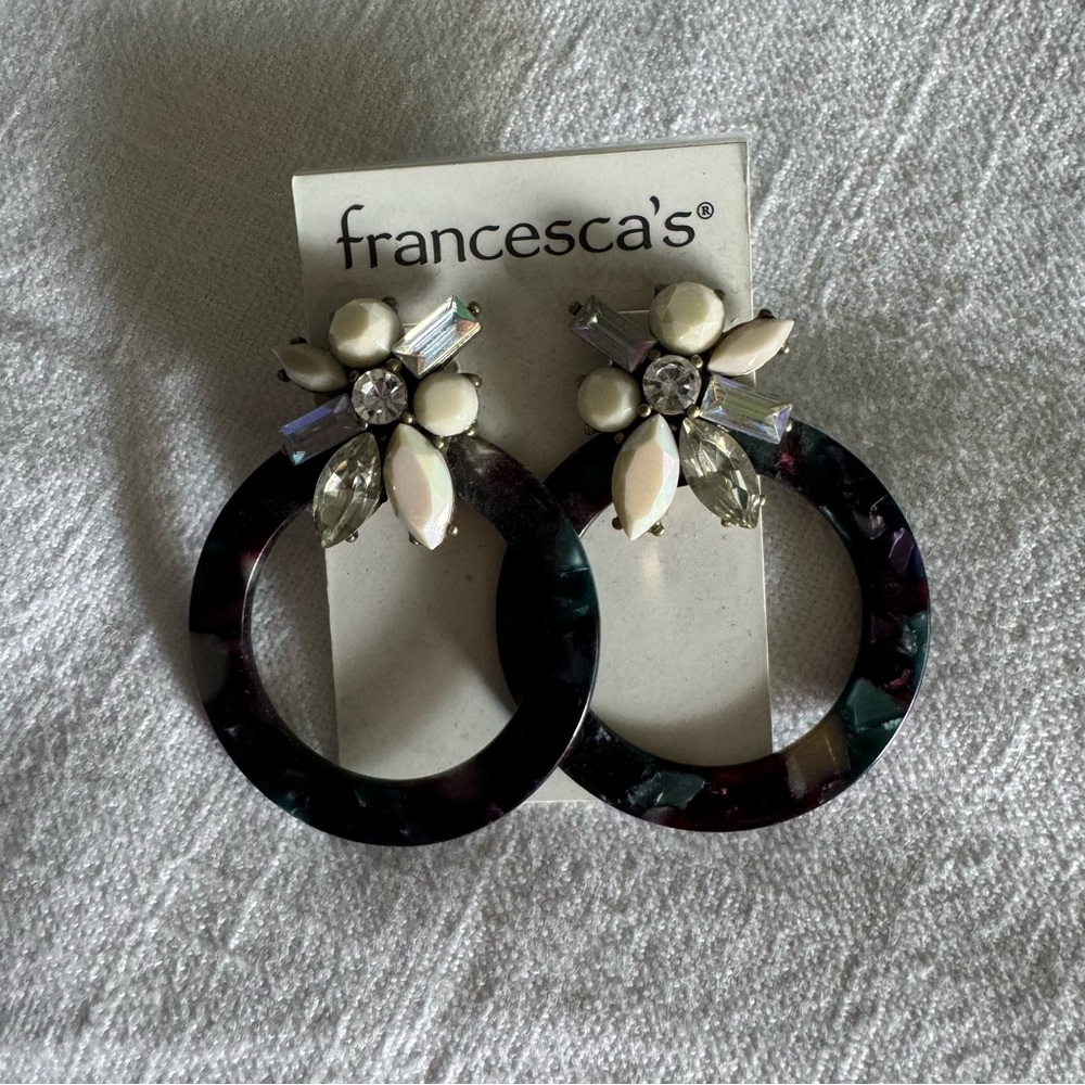 Francescaโs Jewel Resin Hoop Drop Earrings